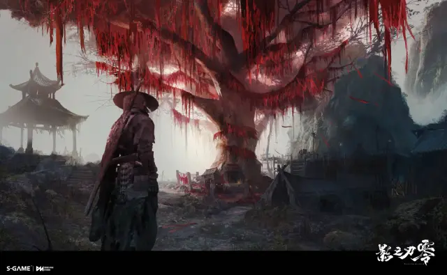 Soul below a red tree in official Phantom Blade Zero concept art